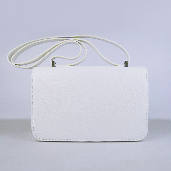 7A Hermes Constance Togo Leather Single Bag White Silver Hardware H020